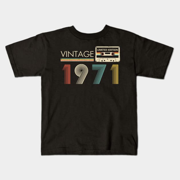 Vintage 1971 Limited Edition Cassette 53rd Birthday Kids T-Shirt by Kontjo